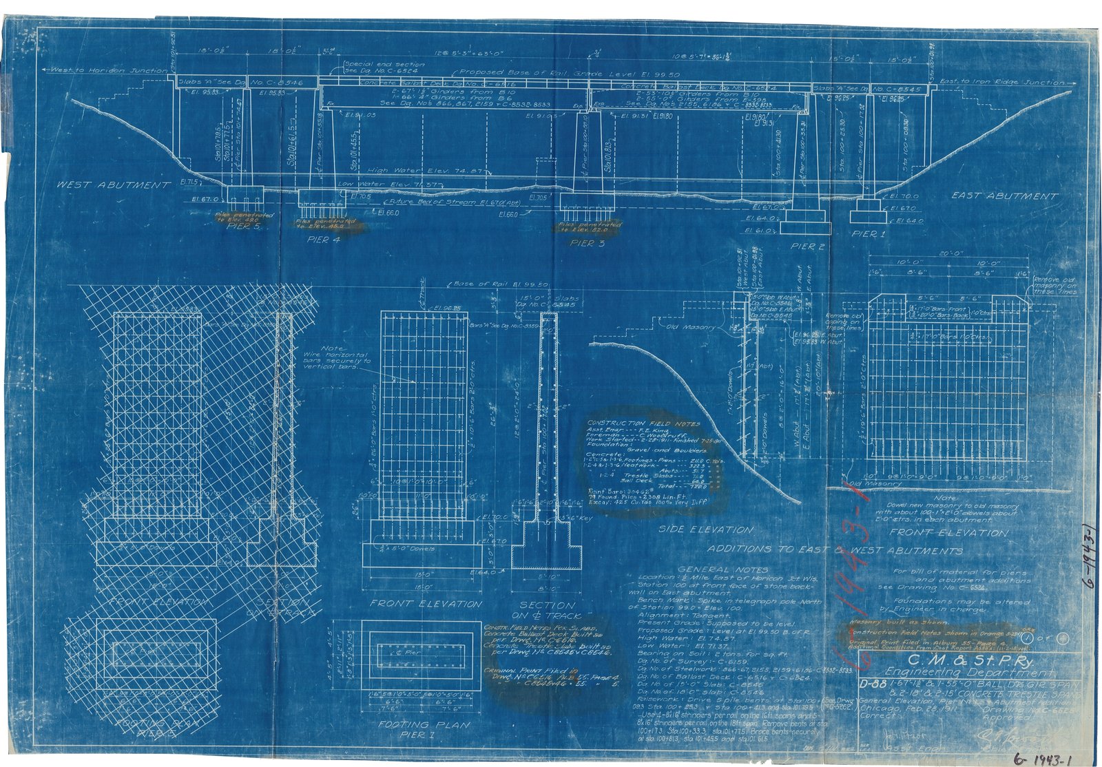 Overall plan of bridge.  Courtesy of the Milwaukee Road Archives at the Milwaukee Public Library